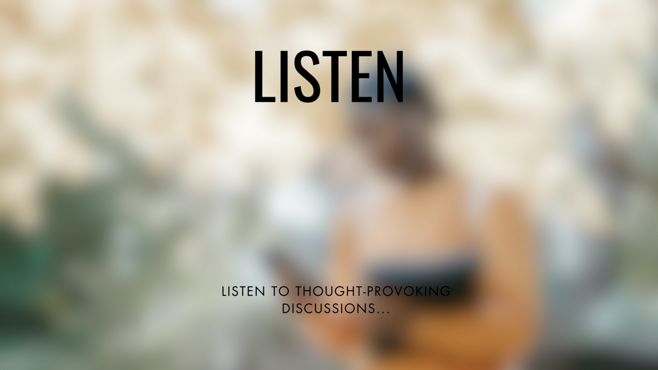 blurred image of woman looking at phone while listening to something with earphones